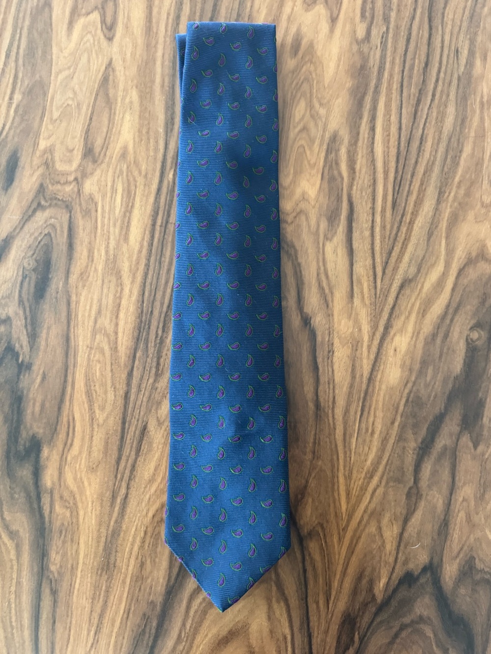 Brooks Brothers 100% Silk Paisley Tie Made in England Blue Purple Green
